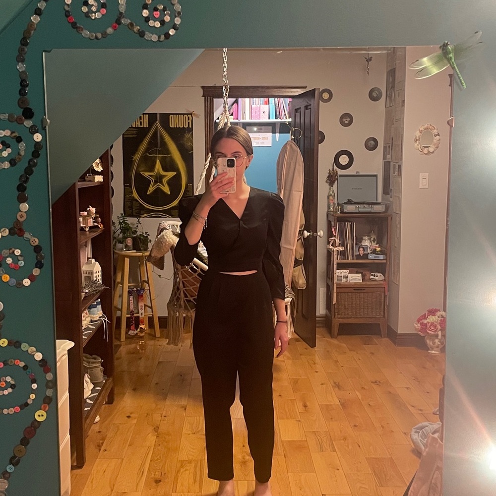 Dynamite Elegant Black Jumpsuit with Bow Detail